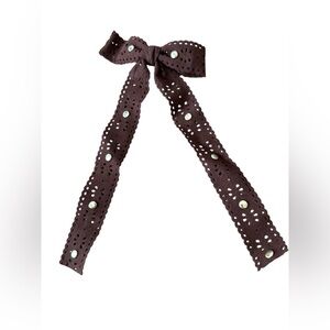 Faux suede Brown Bow Hair Accessory